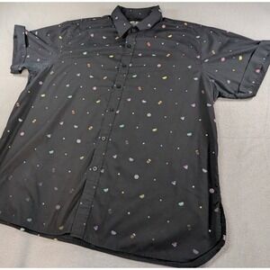 Taco Bell Men's XL Button Down Shirt Black All Over Print AOP Fast Food Merch